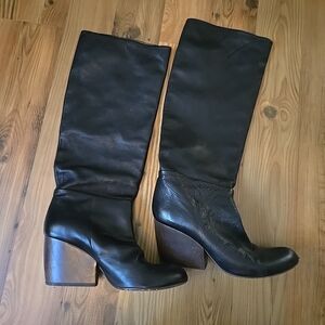 Coclico Spain Leather Tall Boot Black With Brown Heel Size 39 - 8.5 US Women